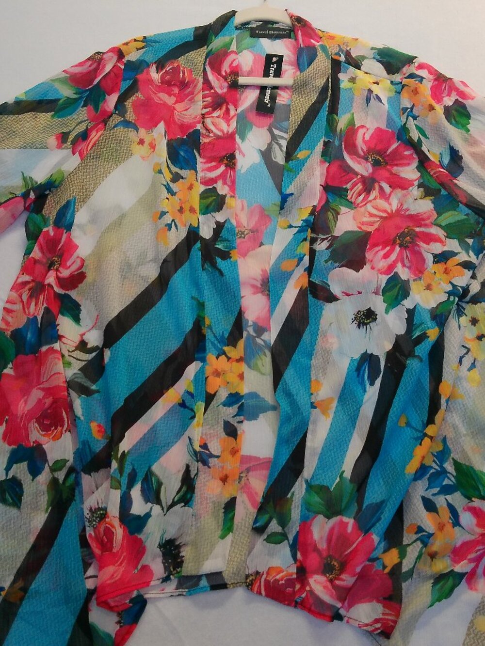 Tonic Top Floral Sheer 3/4 Sleeve Travel Elements Size 1X